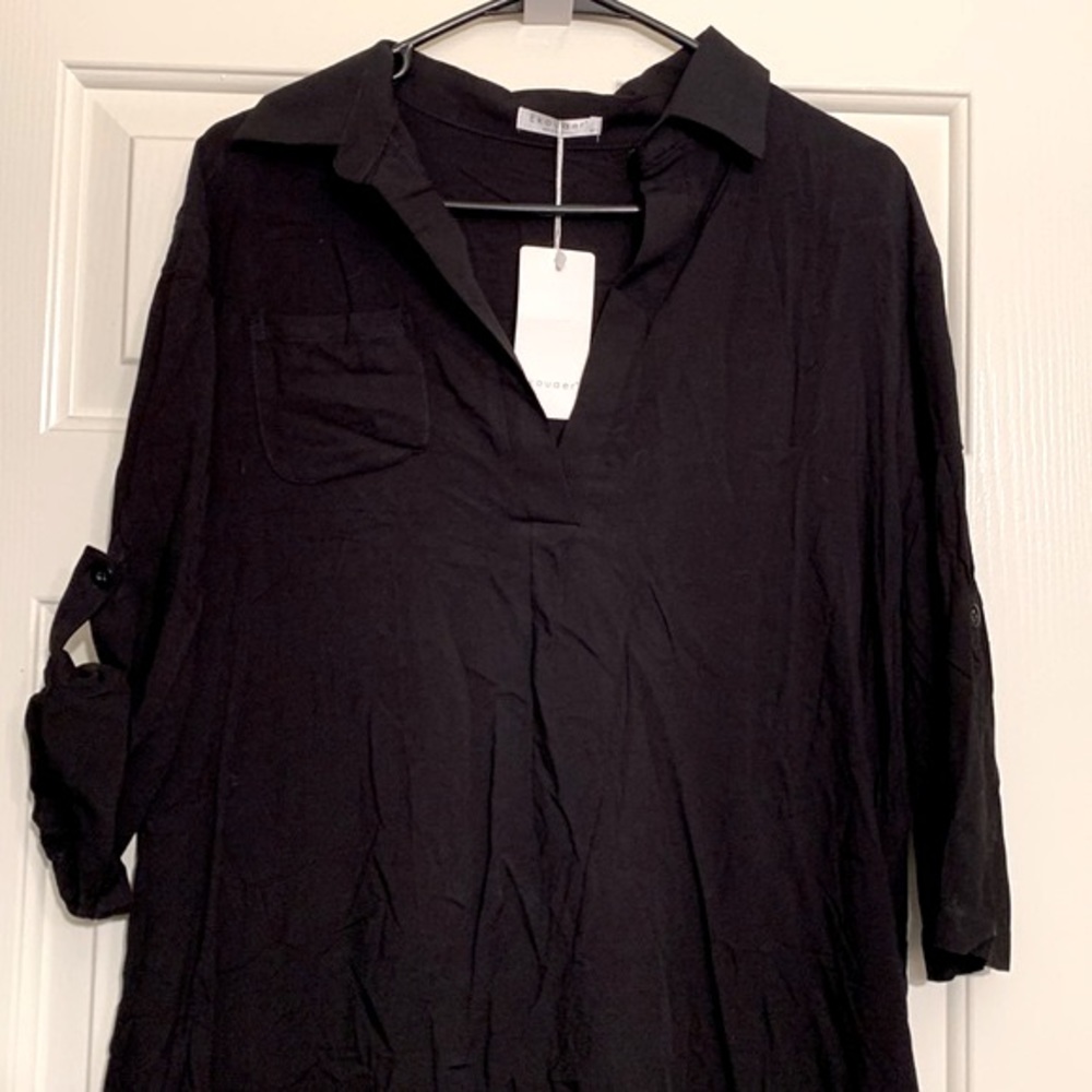 Women’s Nightshirt Black 3/4 Sleeve - Size M